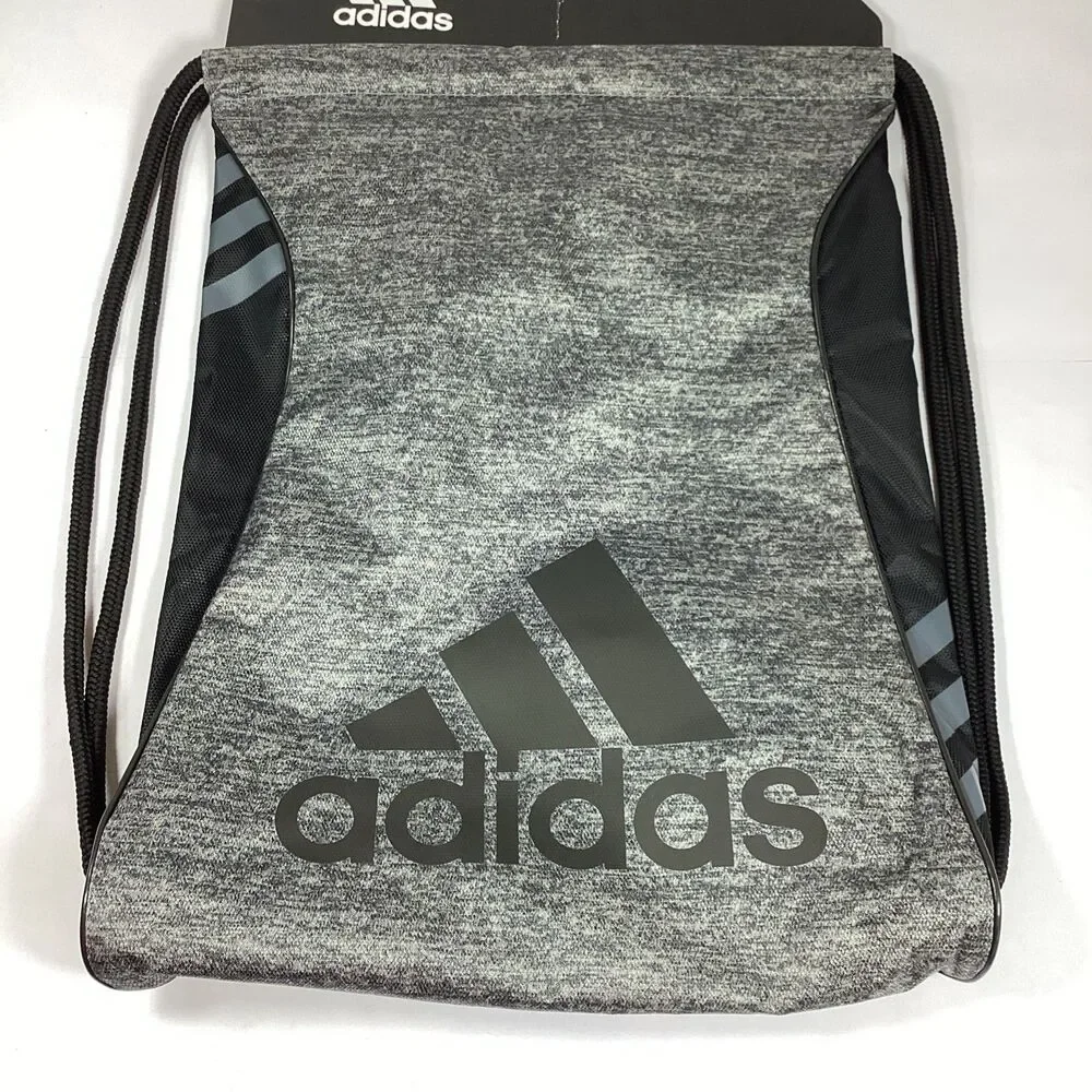Adidas Drawstring Backpack Cinch Sack Bag Athletic Sports School Black New